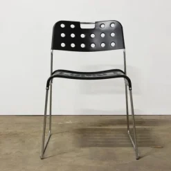 Pamono Black Omstak Stacking Chair by Rodney Kinsman for Bieffeplast, 1970s><noscript><img width=