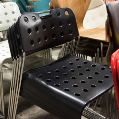 Pamono Black Omstak Stacking Chair by Rodney Kinsman for Bieffeplast, 1970s><noscript><img width=