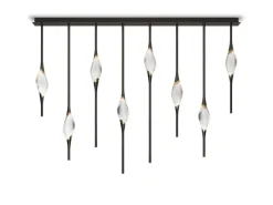 Pamono Black Polished Brass Il Pezzo 12 Staggered Chandelier by Il Pezzo Mancante> Ceiling Lights
