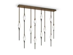 Pamono Black Polished Brass Il Pezzo 12 Staggered Chandelier by Il Pezzo Mancante><noscript><img width=