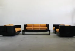 Hot Pamono Black Sarantoga Living Room Set by Massimo & Lella Vignelli for Poltronova, 1960s, Set of 5