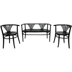 Online Pamono Black Secession Seating Group attributed to Fischel, 1890s, Set of 3