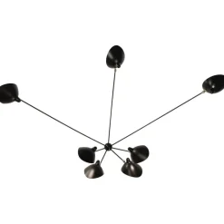 Pamono Black Seven Fixed Arms Spider Wall Lamp by Serge Mouille> Wall Lights & Sconces