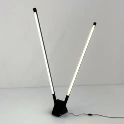 Pamono Black Sistema Flu Floor Lamp by Rodolfo Bonetto for Luci Italia, 1980s> Floor Lamps