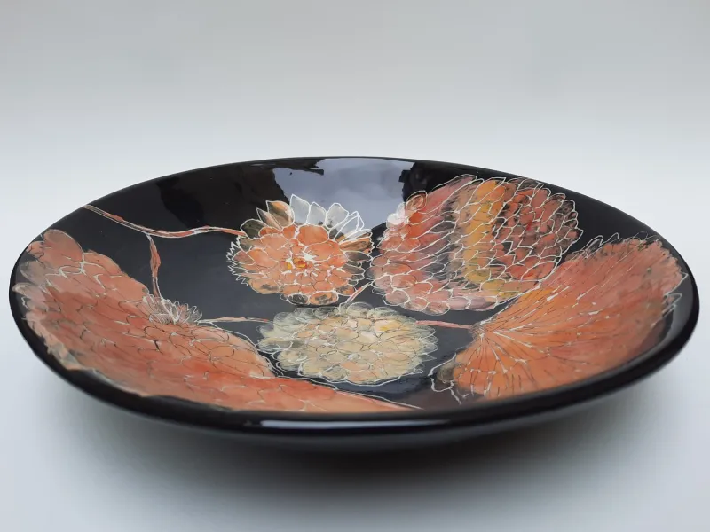 Pamono Black Spring Plate from Amodino Milano> Decorative Plates