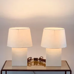 Pamono Bloc Parchment Lamps with Parchment Paper Shades by Atelier Cabanel, Set of 2