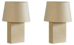 Pamono Bloc Parchment Lamps with Parchment Paper Shades by Atelier Cabanel, Set of 2> Floor Lamps