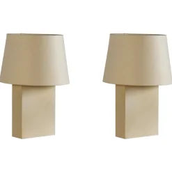 Pamono Bloc Parchment Lamps with Parchment Paper Shades by Atelier Cabanel, Set of 2><noscript><img width=