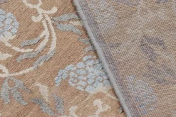 Pamono Block Print Rug in Brown with Blue Floral Patterns from R&K Principal Jahanshah Nazmiyal><noscript><img width=