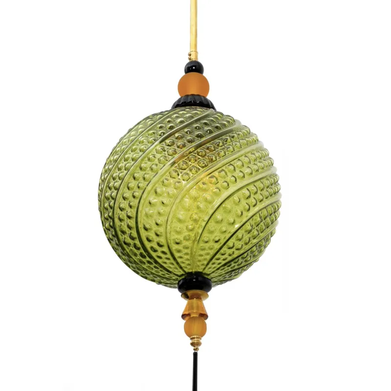 Pamono Blown Murano Glass and Brass Pendant Lamp, 2000> Ceiling Lights