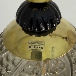 Pamono Blown Murano Glass and Brass Pendant Lamp, 2000
