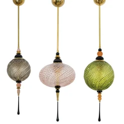 Pamono Blown Murano Glass and Brass Pendant Lamp, 2000