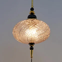 Pamono Blown Murano Glass and Brass Pendant Lamp, 2000><noscript><img width=