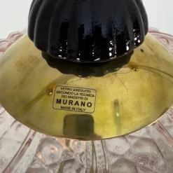 Pamono Blown Murano Glass and Brass Pendant Lamp, 2000><noscript><img width=