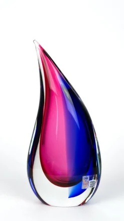 Pamono Blue & Ruby Blown Murano Glass Drop Vase by Michele Onesto for Made Murano Glass, 2019> Tabletop