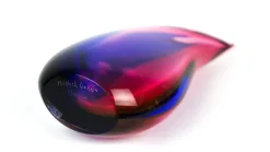 Pamono Blue & Ruby Blown Murano Glass Drop Vase by Michele Onesto for Made Murano Glass, 2019><noscript><img width=