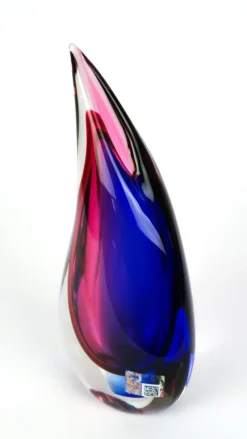 Pamono Blue & Ruby Blown Murano Glass Drop Vase by Michele Onesto for Made Murano Glass, 2019><noscript><img width=