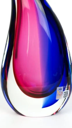 Pamono Blue & Ruby Blown Murano Glass Drop Vase by Michele Onesto for Made Murano Glass, 2019><noscript><img width=