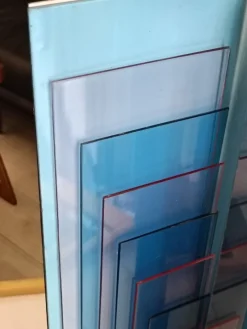 Pamono Blue Acrylic Glass Skyline Table Lamp from New Lamp, Italy, 1970s> Table Lamps