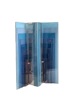 Pamono Blue Acrylic Glass Skyline Table Lamp from New Lamp, Italy, 1970s><noscript><img width=