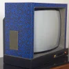 Pamono Blue and Black Laminate Television by Ettore Sottsass for Brionvega, 1980s> Electronics