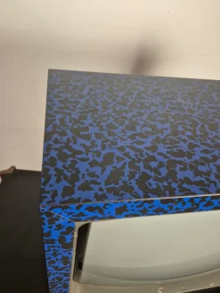 Pamono Blue and Black Laminate Television by Ettore Sottsass for Brionvega, 1980s><noscript><img width=