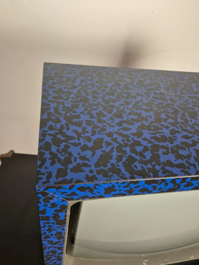 Pamono Blue and Black Laminate Television by Ettore Sottsass for Brionvega, 1980s> Electronics