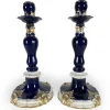Pamono Blue and Gold Candlesticks from Meissen Porcelain, Set of 2> Candleholders