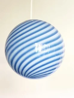 Pamono Blue and White Sphere Pendant Lamp in Murano Glass from Simoeng> Ceiling Lights