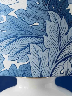 Pamono Blue and White Velsen Delft Table Lamp, William Morris Lampshade><noscript><img width=
