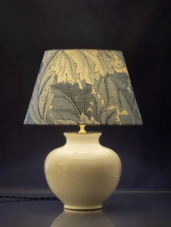 Pamono Blue and White Velsen Delft Table Lamp, William Morris Lampshade><noscript><img width=