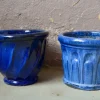 Pamono Blue Ceramic Planters, Set of 2> Planters And Jardiniere