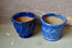 Pamono Blue Ceramic Planters, Set of 2><noscript><img width=