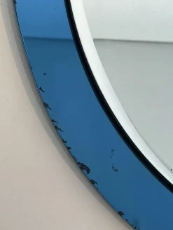 Pamono Blue Contour Oval Mirror by Fontana Arte><noscript><img width=