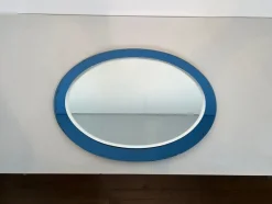 Pamono Blue Contour Oval Mirror by Fontana Arte><noscript><img width=