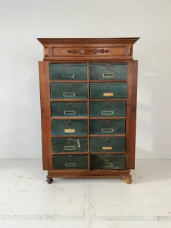 Pamono Blue Filing Cabinet in Oak><noscript><img width=