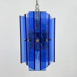 Pamono Blue Glass Hanging Lamp from Veca, Italy, 1970s> Ceiling Lights