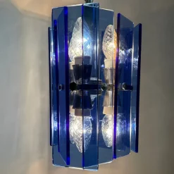 Pamono Blue Glass Hanging Lamp from Veca, Italy, 1970s> Ceiling Lights