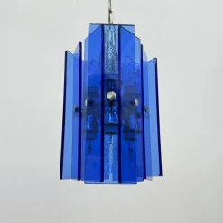 Pamono Blue Glass Hanging Lamp from Veca, Italy, 1970s><noscript><img width=