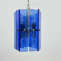 Pamono Blue Glass Hanging Lamp from Veca, Italy, 1970s><noscript><img width=