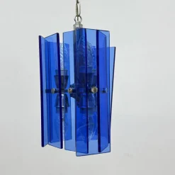 Pamono Blue Glass Hanging Lamp from Veca, Italy, 1970s><noscript><img width=
