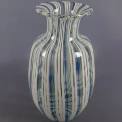 Pamono Blue, Green and White Murano Glass Vase by Colleoni, 1998> Vases