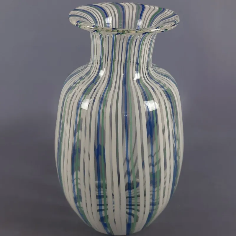 Pamono Blue, Green and White Murano Glass Vase by Colleoni, 1998> Vases