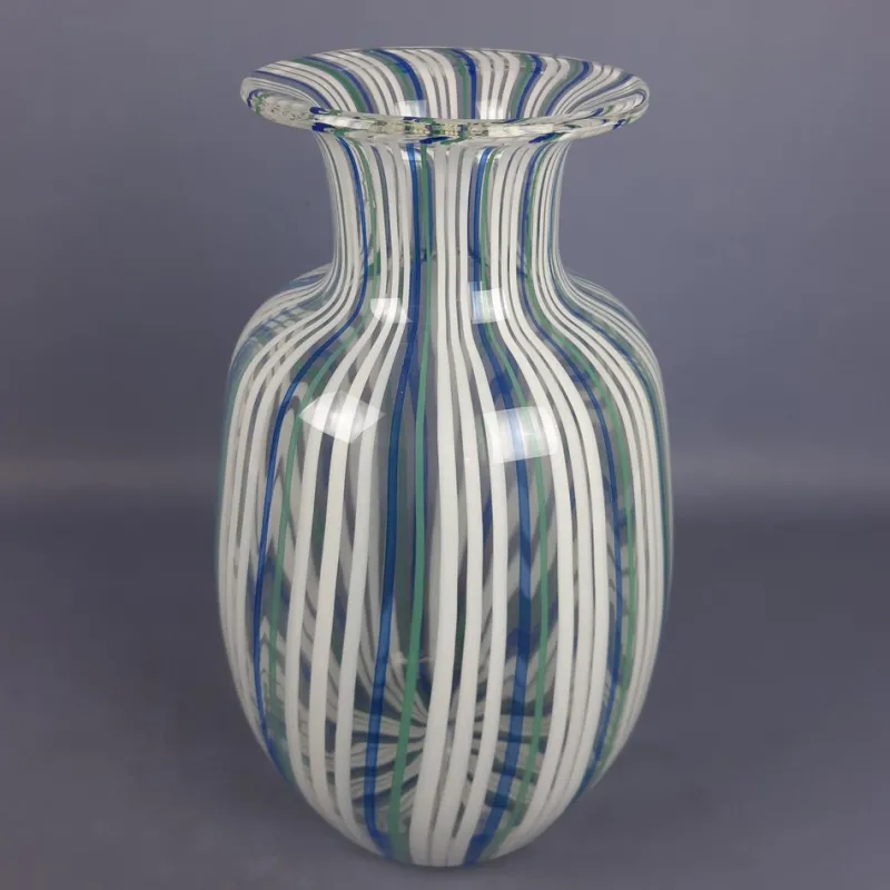 Pamono Blue, Green and White Murano Glass Vase by Colleoni, 1998> Vases