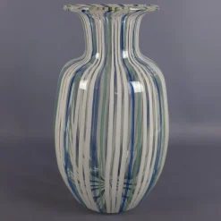 Pamono Blue, Green and White Murano Glass Vase by Colleoni, 1998><noscript><img width=