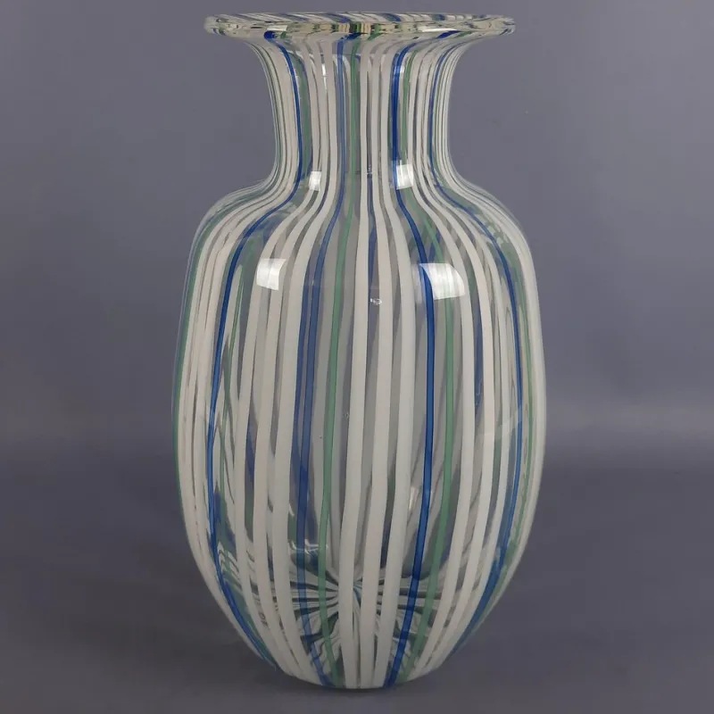 Pamono Blue, Green and White Murano Glass Vase by Colleoni, 1998> Vases