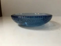 New Pamono Blue Murano Glass Dish with Air Bubbles from Seguso, 1950s