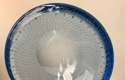 New Pamono Blue Murano Glass Dish with Air Bubbles from Seguso, 1950s