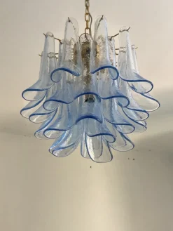 Pamono Blue Selle Murano Glass Chandelier by Simoeng