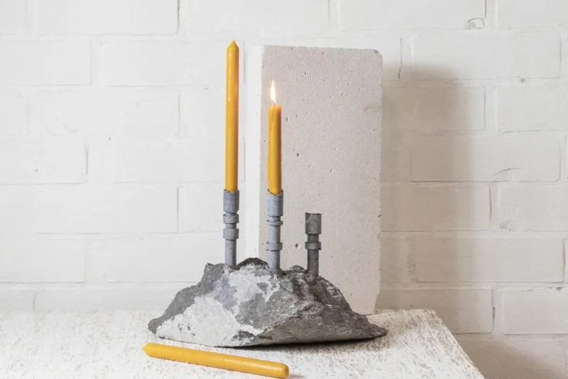 Pamono Blue Stone Abra Candelabra by Studio DO> Decorative Objects